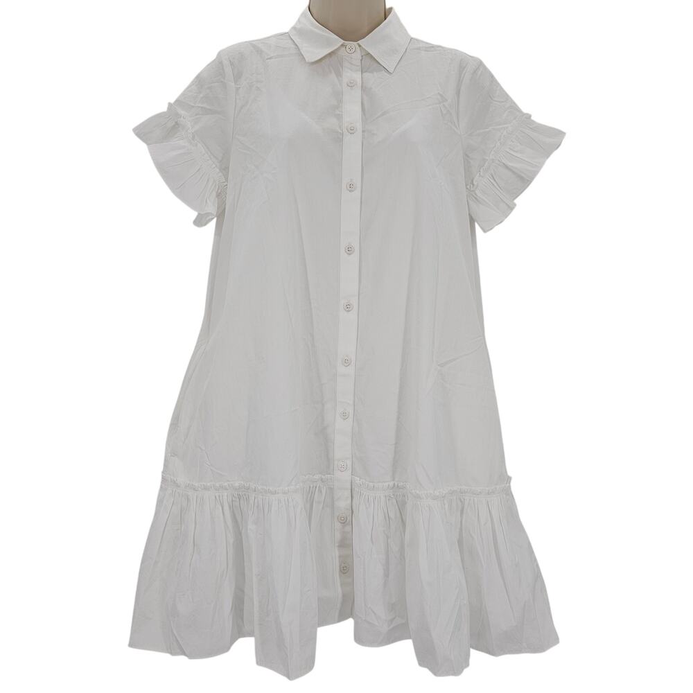 J. Crew Womans size XS Amelia Mini Shirt Dress Cotton Poplin White BY923 NEW